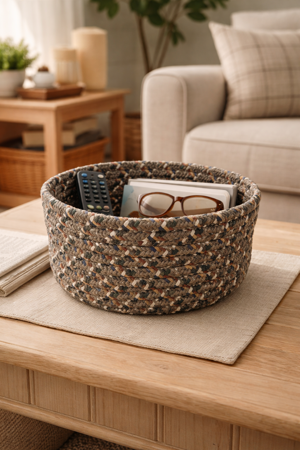 Handmade Braided Woven Storage Basket Set of 2