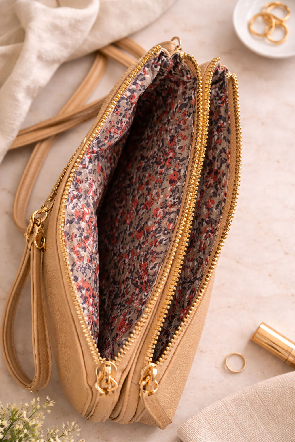 Go- Anywhere Beige Crossbody Bag