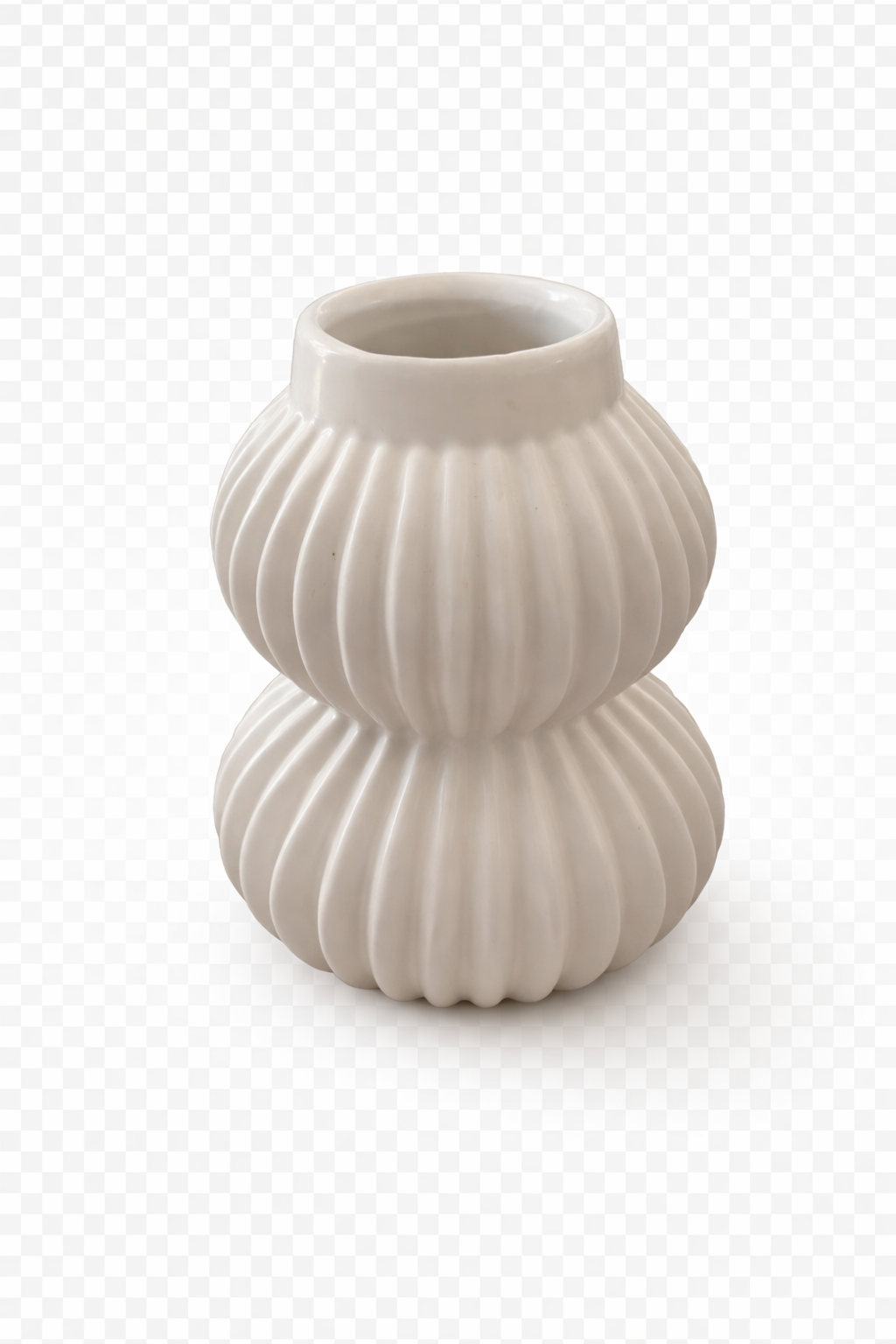 Set of 3 White Ribbed Ceramic Vases – Timeless Home Décor