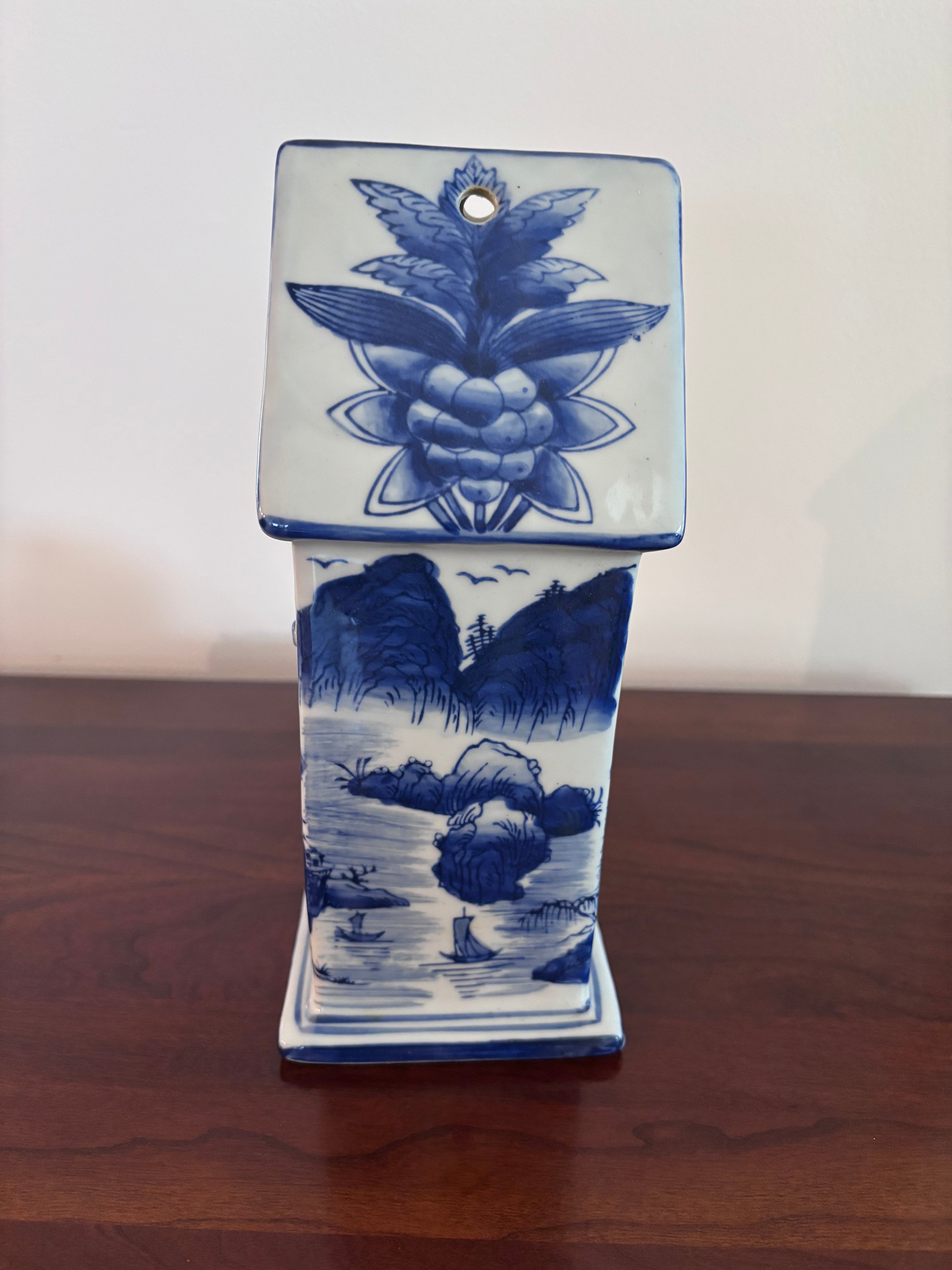 Classic Blue & White Ceramic Birdhouse