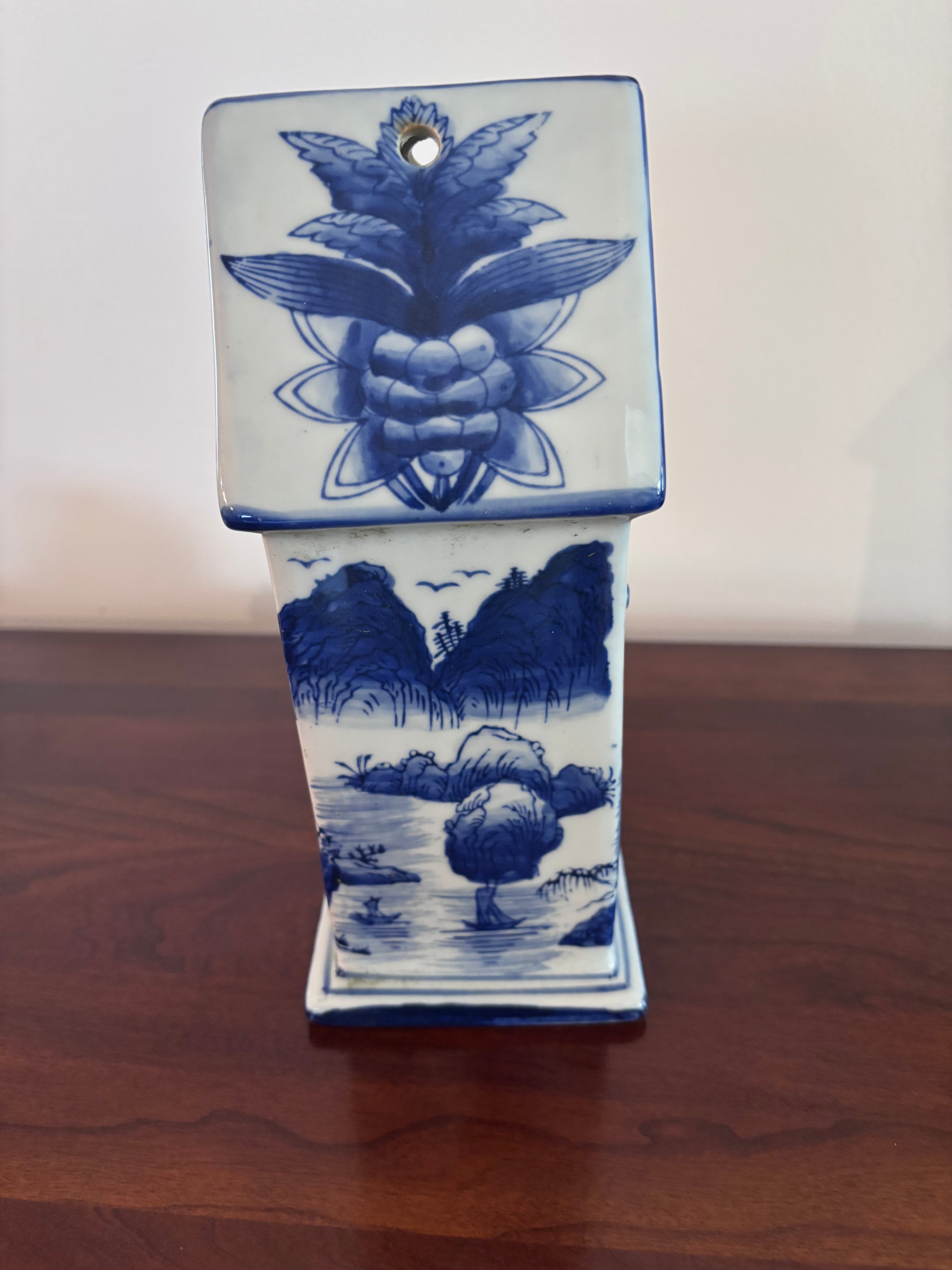 Classic Blue & White Ceramic Birdhouse