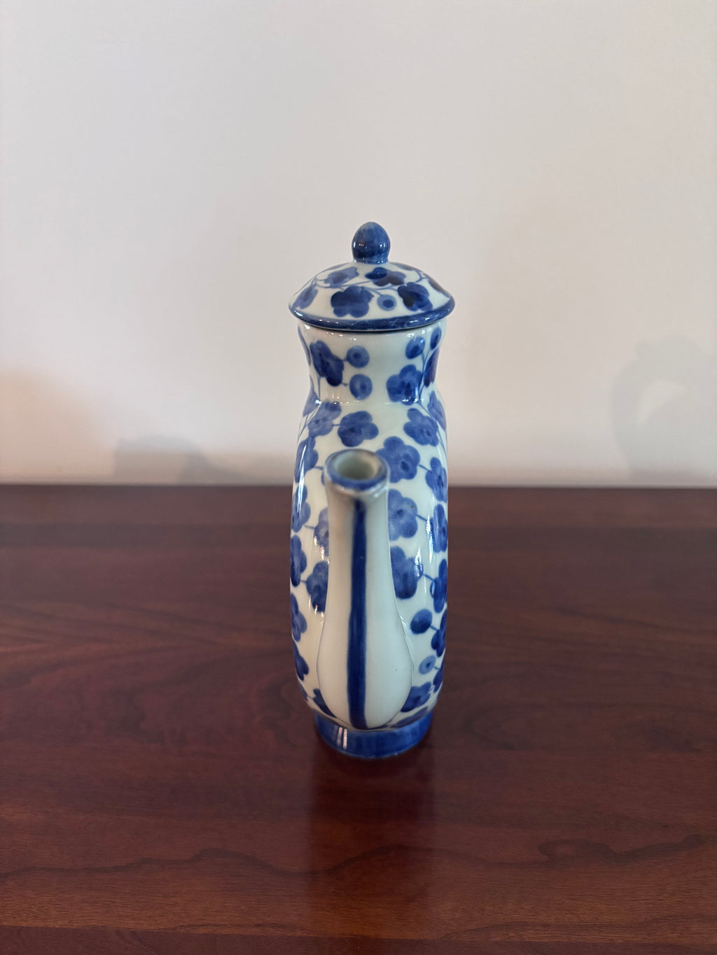 Blue & White Floral Ceramic Teapot